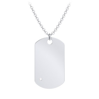 Men's Engravable Dog Tag Necklace With Accent