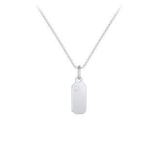 Duchess Dog Tag Initial Necklace with Accent Stone